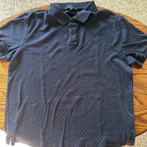 Banana Republic Navy Polo with White Micro Dots
